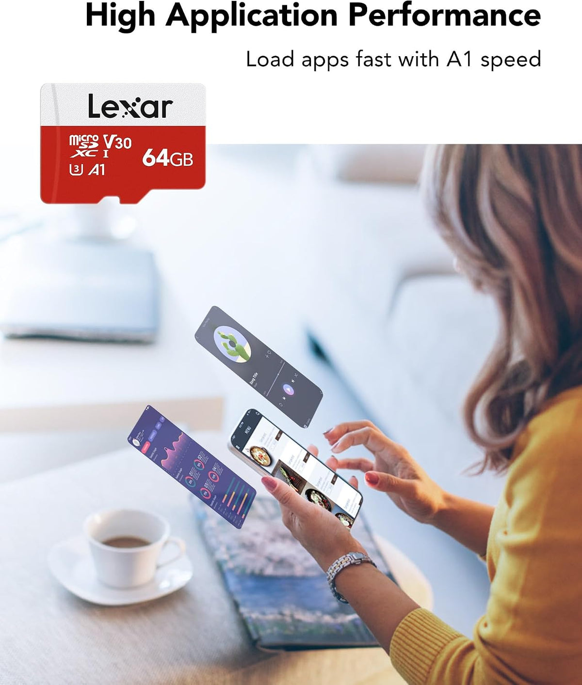 Lexar Micro SD Card 64GB E Series, Up to 100MB/s, microSDHC