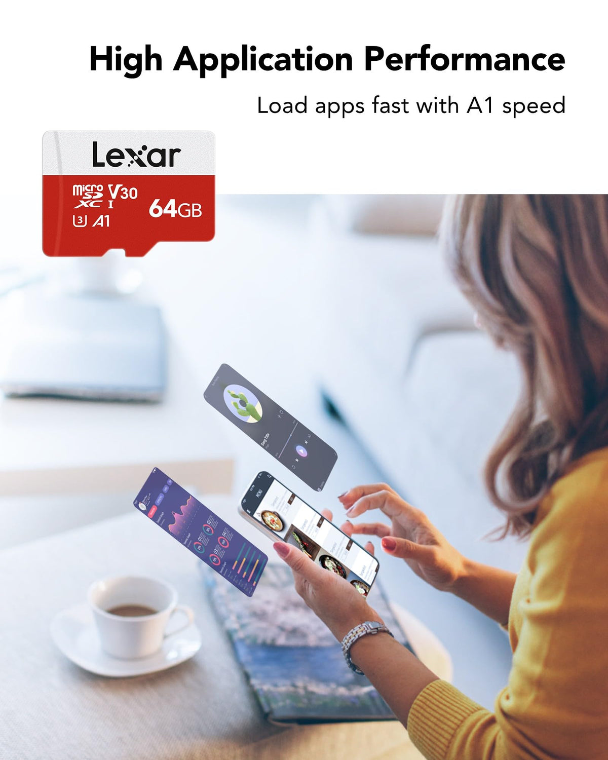 Lexar Micro SD Card 64GB E Series, Up to 100MB/s, microSDHC