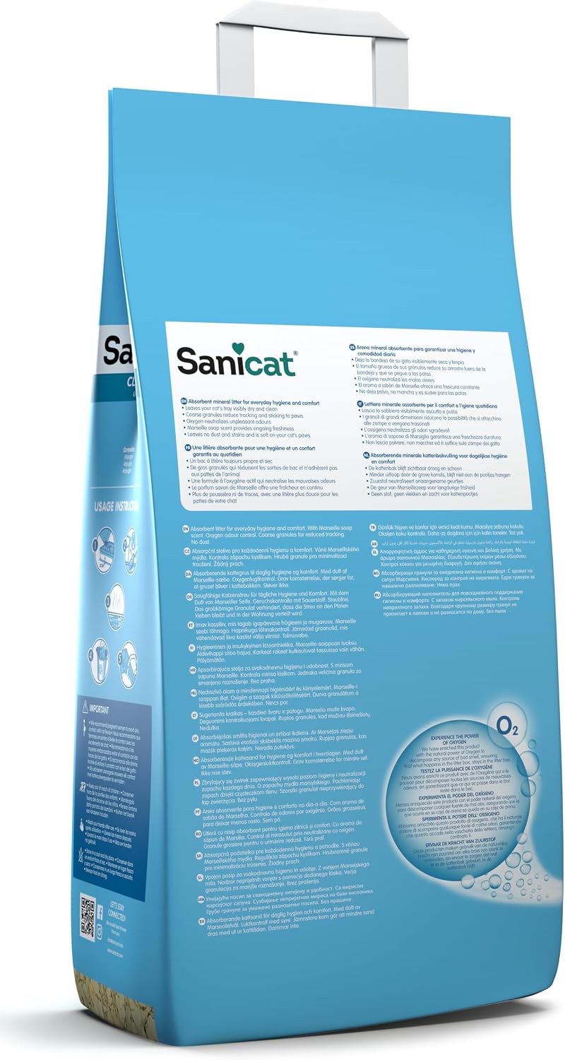 Sanicat - Classic Marseille soap scented cat litter Fast absorption product for your pet’s hygiene | No dust | Keep Your Home Clean | 10L capacity