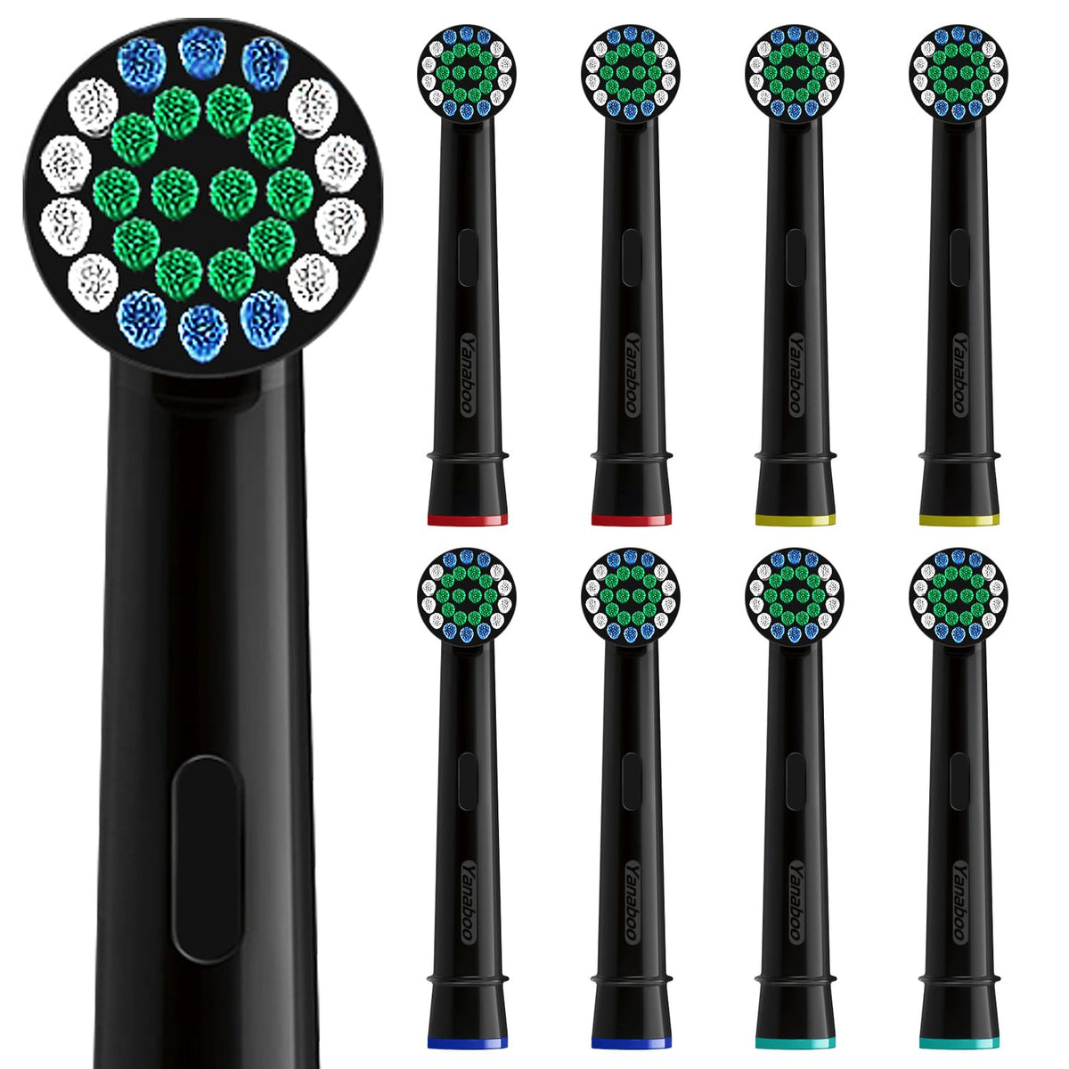 Oral B Compatible Toothbrush Head, Yanaboo Replacement Brush Heads for Most Braun Oral B Electric Toothbrushes of Vitality Pro Smart Genius Series, Precision Clean and Plaque Removal (8 Pack in White)