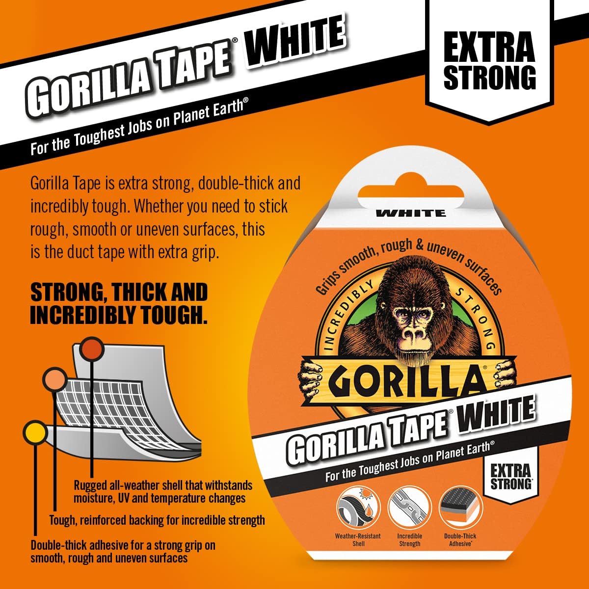 Gorilla GOR3049001 Tape Duct Tape Black 48mm x 11m