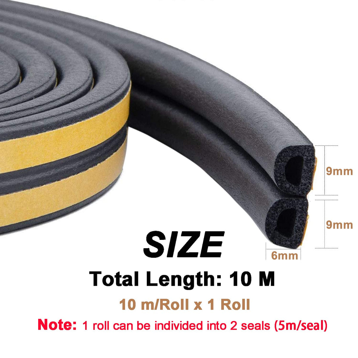 Draught Draft Excluder Tape for Door Windows, 6M Foam Sealing Strip
