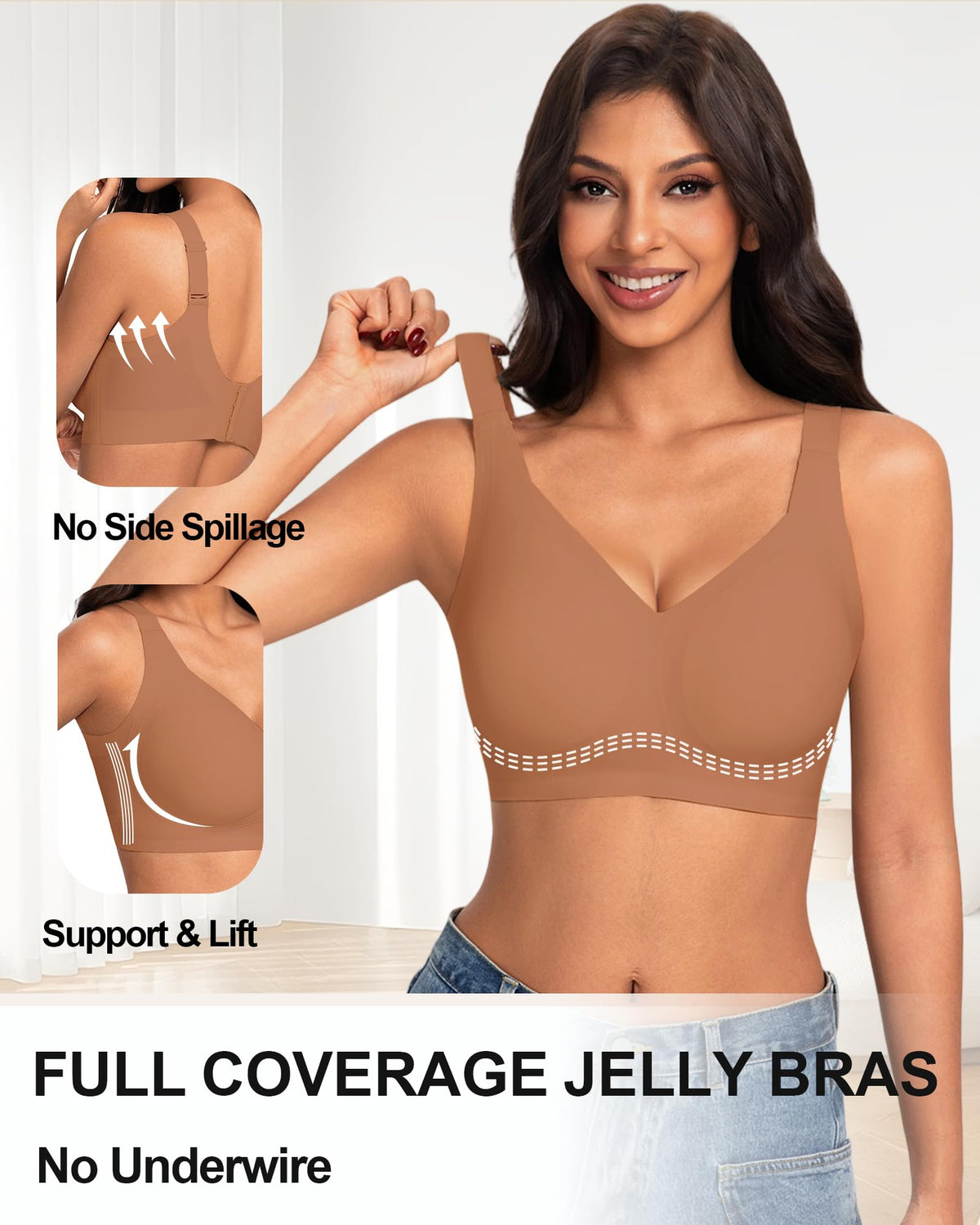 HOWIN Jelly Bras for Women Non Wired Seamless Gel Plus Size Push Up Bras
