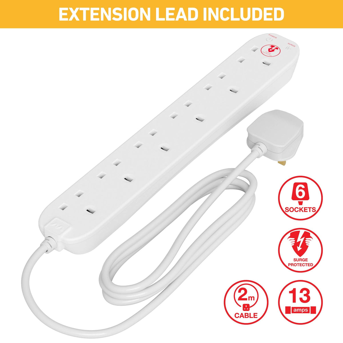 D-Line Cable Tidy Box, Hide & Conceal Extension Blocks, Desk Cable Management Solution, TV Wire Tidy, Made from Electrically Safe ABS Material - 325mm (L) x 125mm (W) 115mm (H) - Small, White