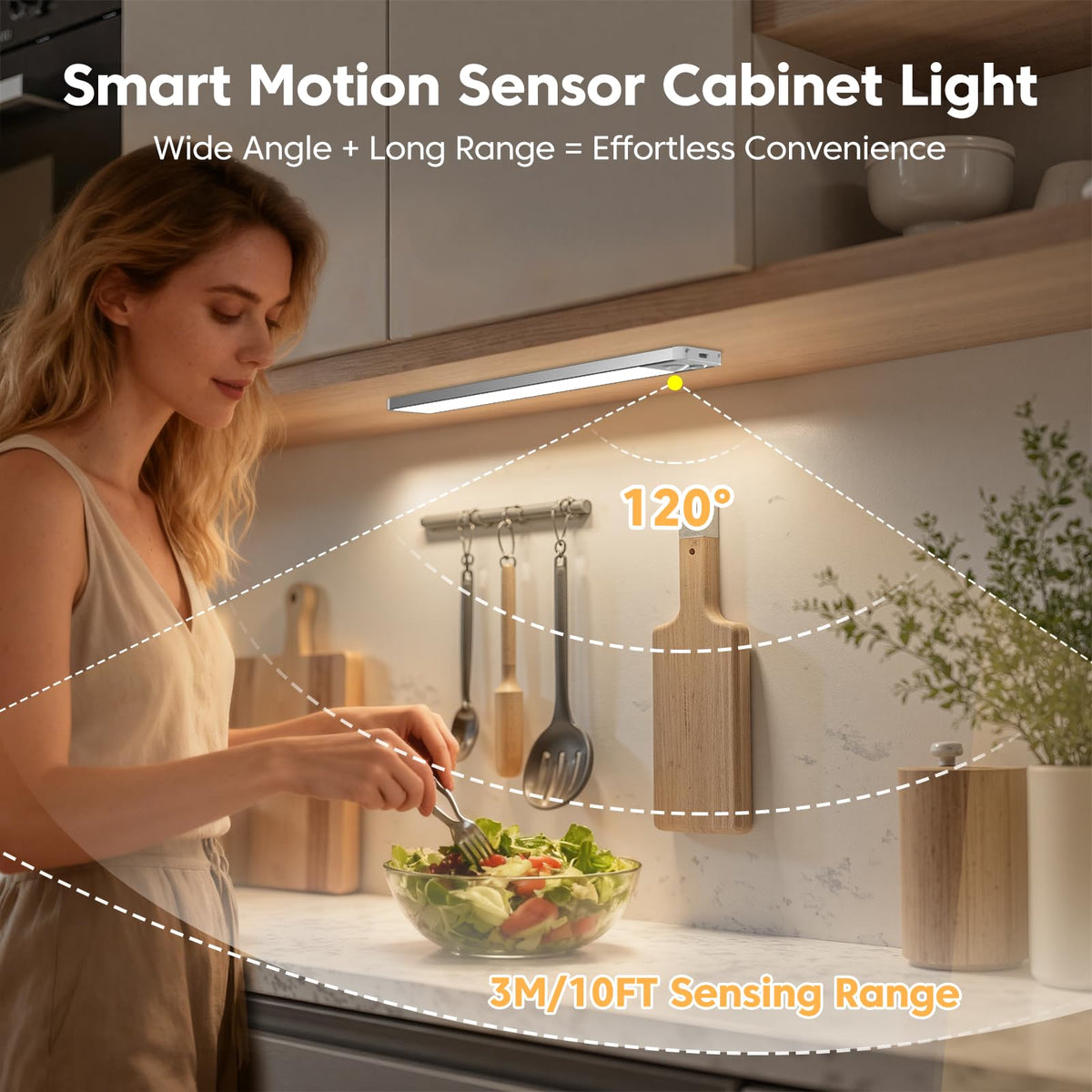 Under Cabinet Kitchen Lights, Motion Sensor Lights Indoor, 20CM, 3 Pack