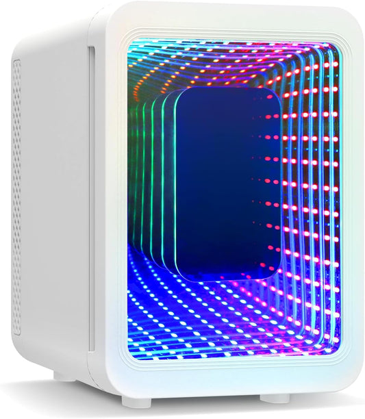 4 Liter Mini Fridge with RGB LED Mirror, AC/DC Skincare Fridge