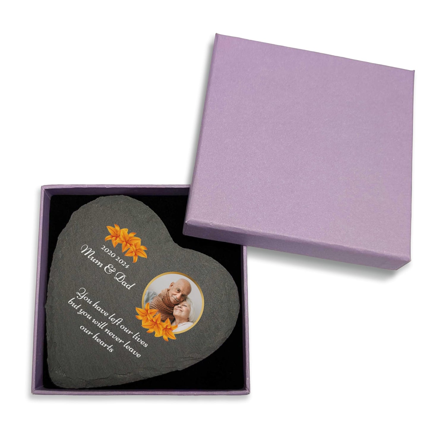 You Personalise Personalised UV Printed Photo Memorial Slate- Custom Message & Photo- Heart Slate, Optional Display Stand- Outdoor & Indoor Use- 100 x 100 mm