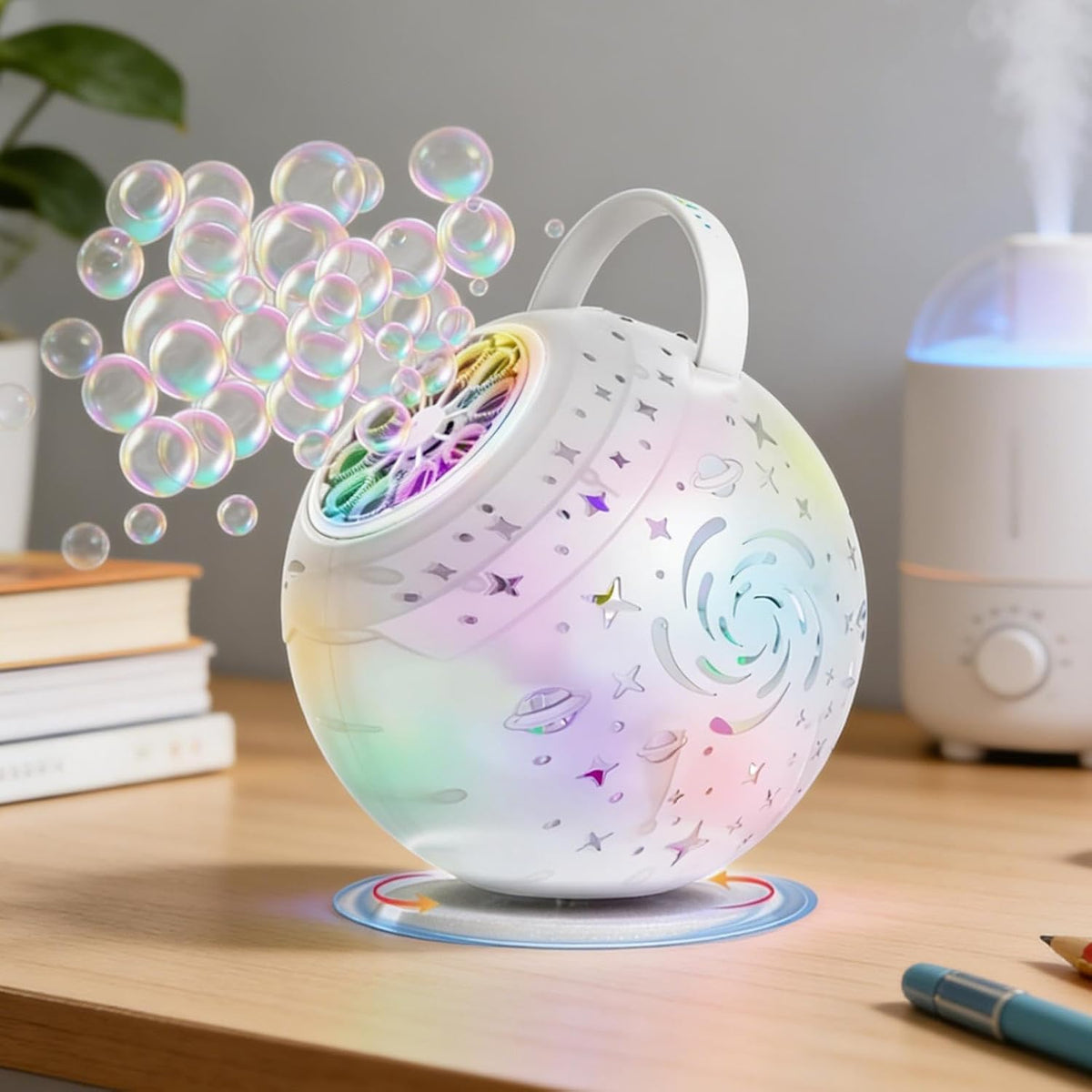 Bubble Machine for Kids Rechargeable with 360° Rotation and