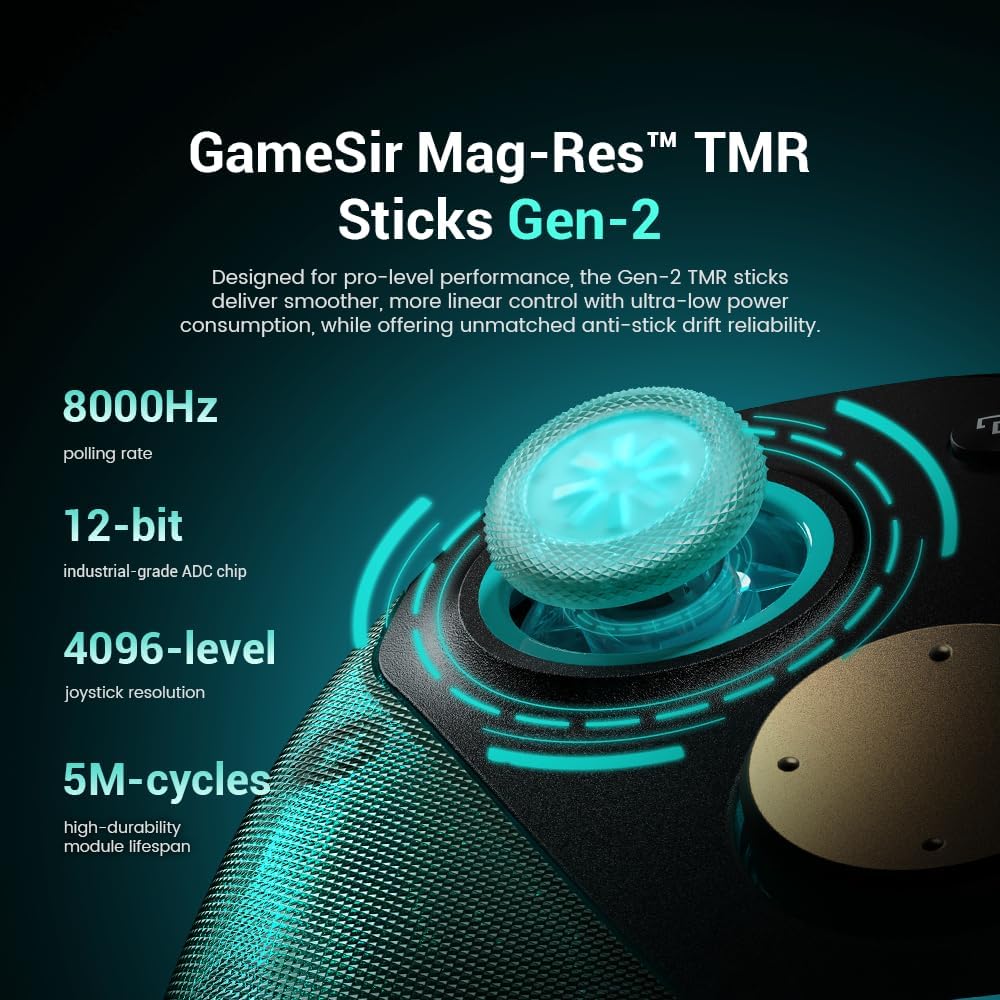 GameSir G7 Pro 8K PC Wireless Controller for Windows with TMR Joysticks, Dual-Mode Trigger Stops, Four Remappable Macro Buttons, 3.5mm Audio Support - Aimlabs Edition