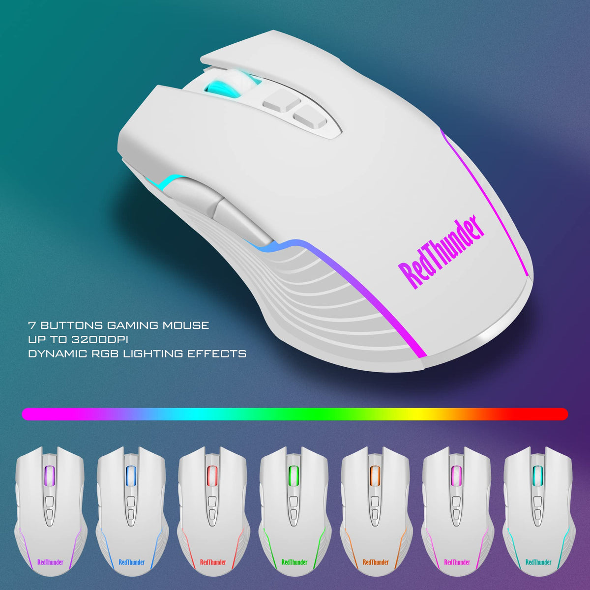 RedThunder K10 Wireless Gaming Keyboard and Mouse Combo, LED Backlit Rechargeable 3800mAh Battery, UK Layout Mechanical Feel Keyboard + 7D 3200DPI Mice for PC Gamer (Black)