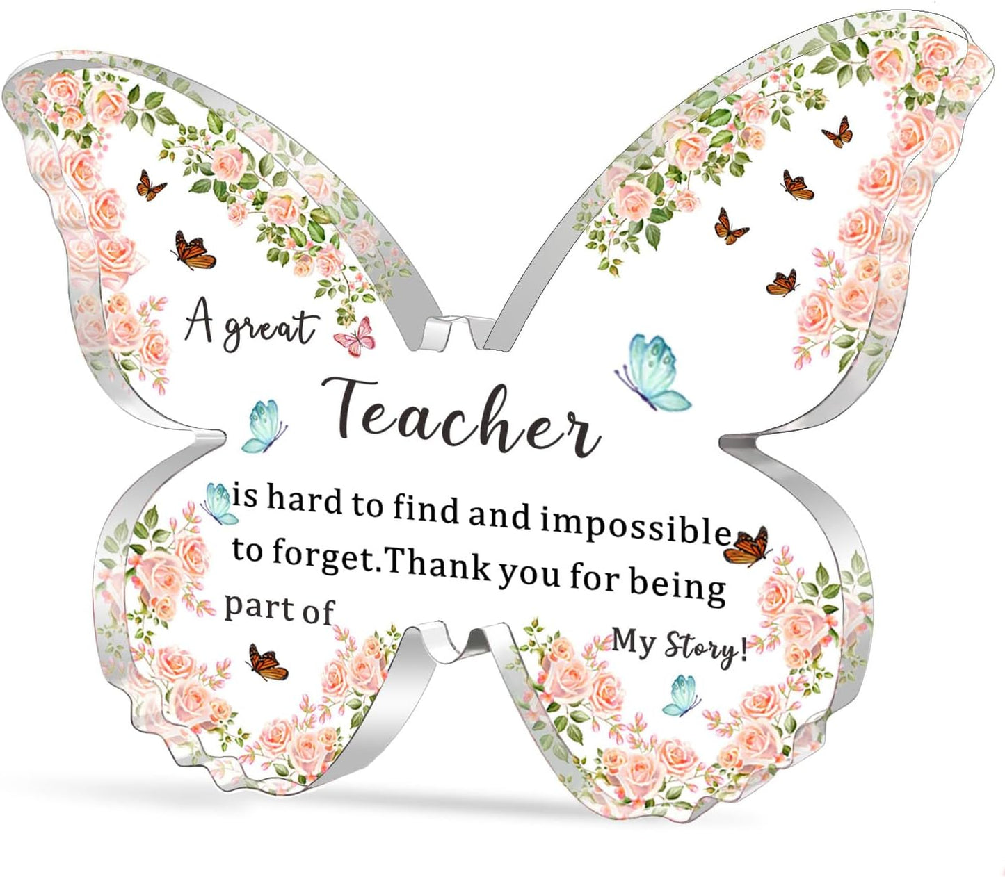 WTOPP Teacher Appreciation Gifts For Women Butterfly-Shaped Acrylic Plaque Teachers Gifts, Gifts For Teacher Christmas Teachers Day Birthday Graduation Season