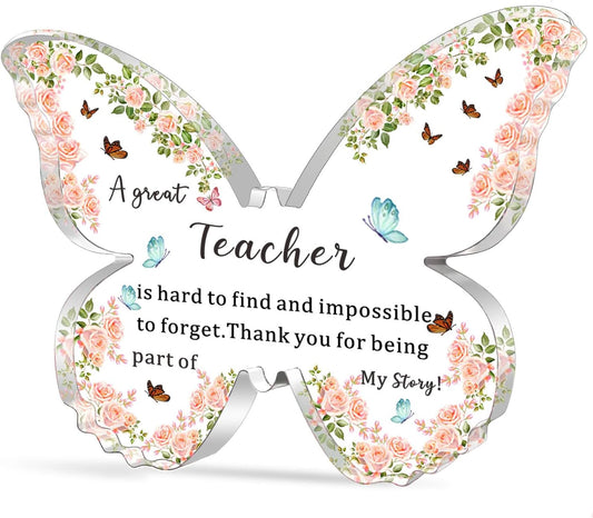 WTOPP Teacher Appreciation Gifts For Women Butterfly-Shaped Acrylic Plaque Teachers Gifts, Gifts For Teacher Christmas Teachers Day Birthday Graduation Season