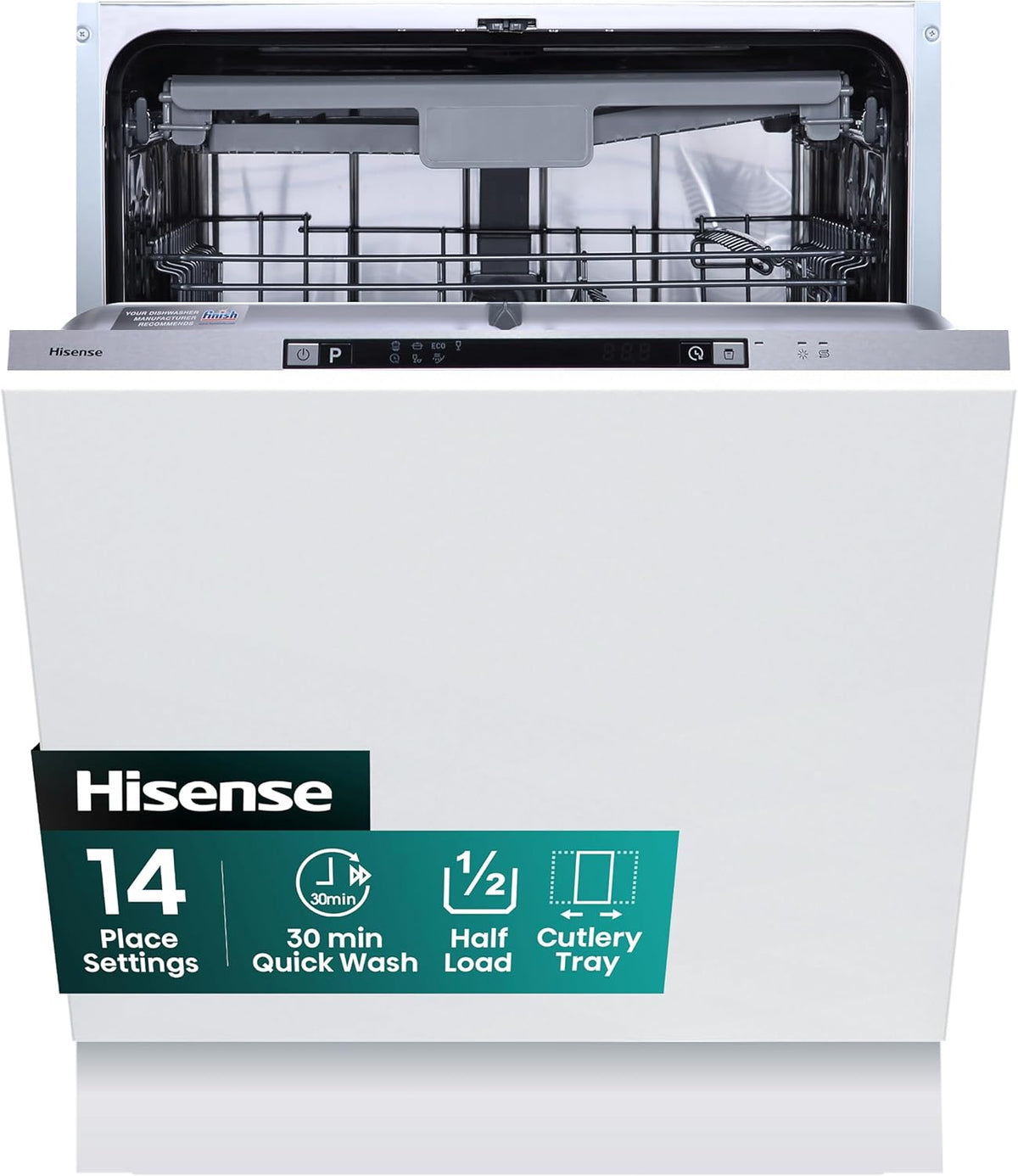 Hisense Fully Integrated Standard Dishwasher - Silver with Fixed Door Fixing Kit HV623D15UK - D Rated