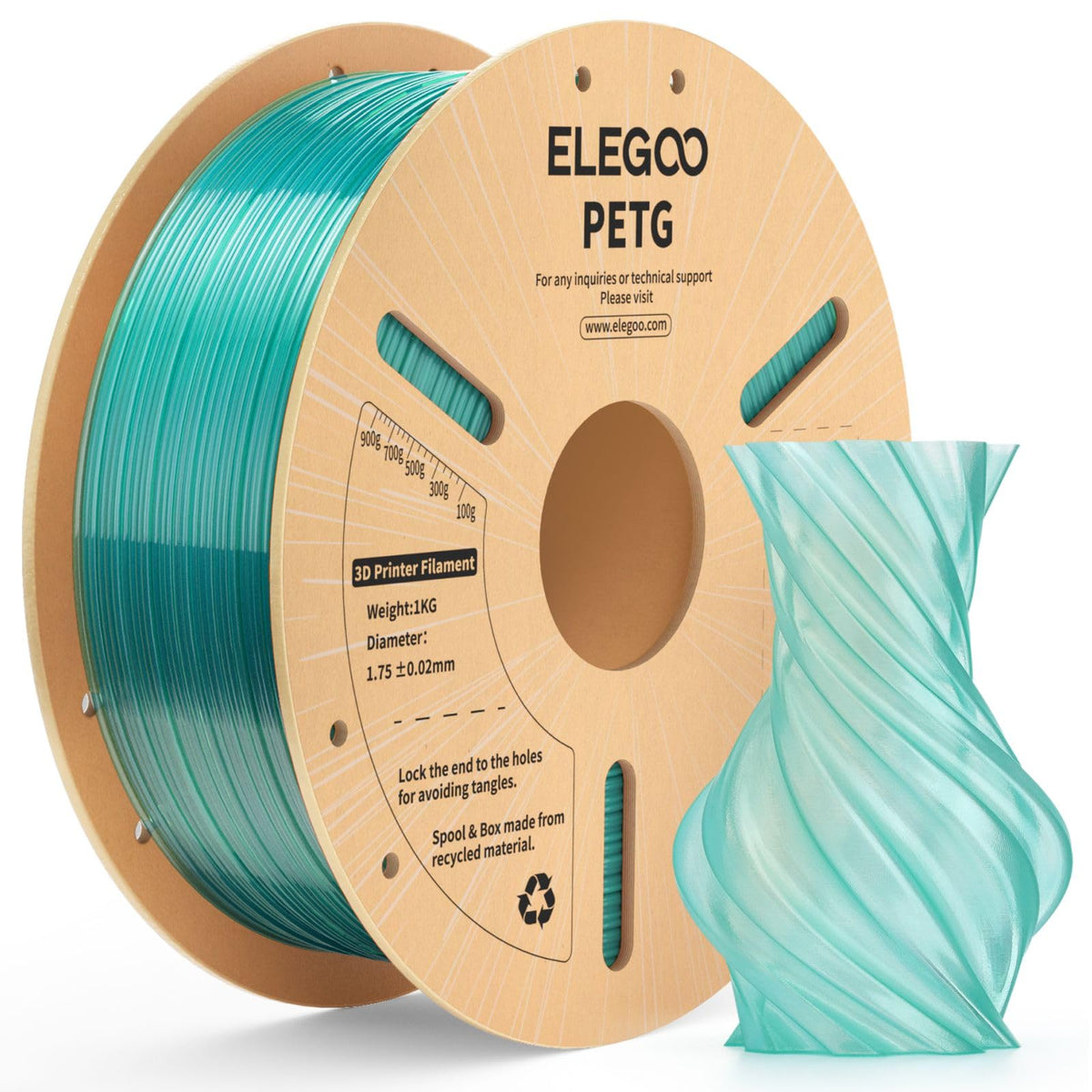 ELEGOO Rapid PETG 3D Printer Filament 1.75mm Black 1KG