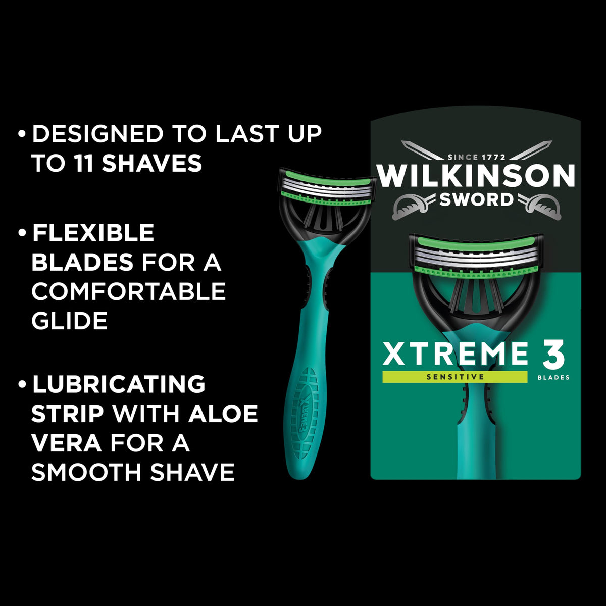 Wilkinson Sword Xtreme 3 Sensitive Men's Disposable Razors, 8 Pack