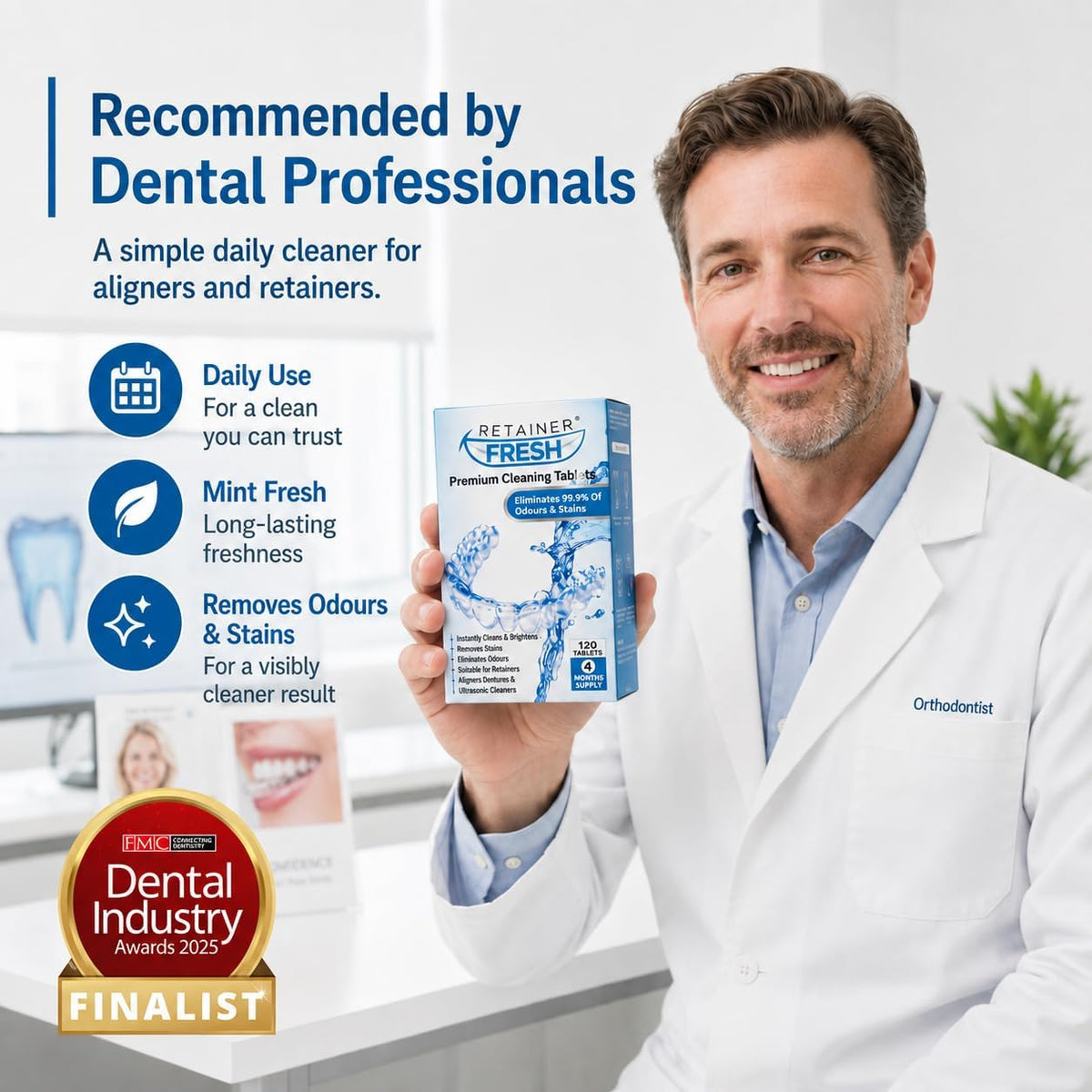 Retainer Fresh Retainer Cleaner Tablets 120 Tablets Denture Cleaner