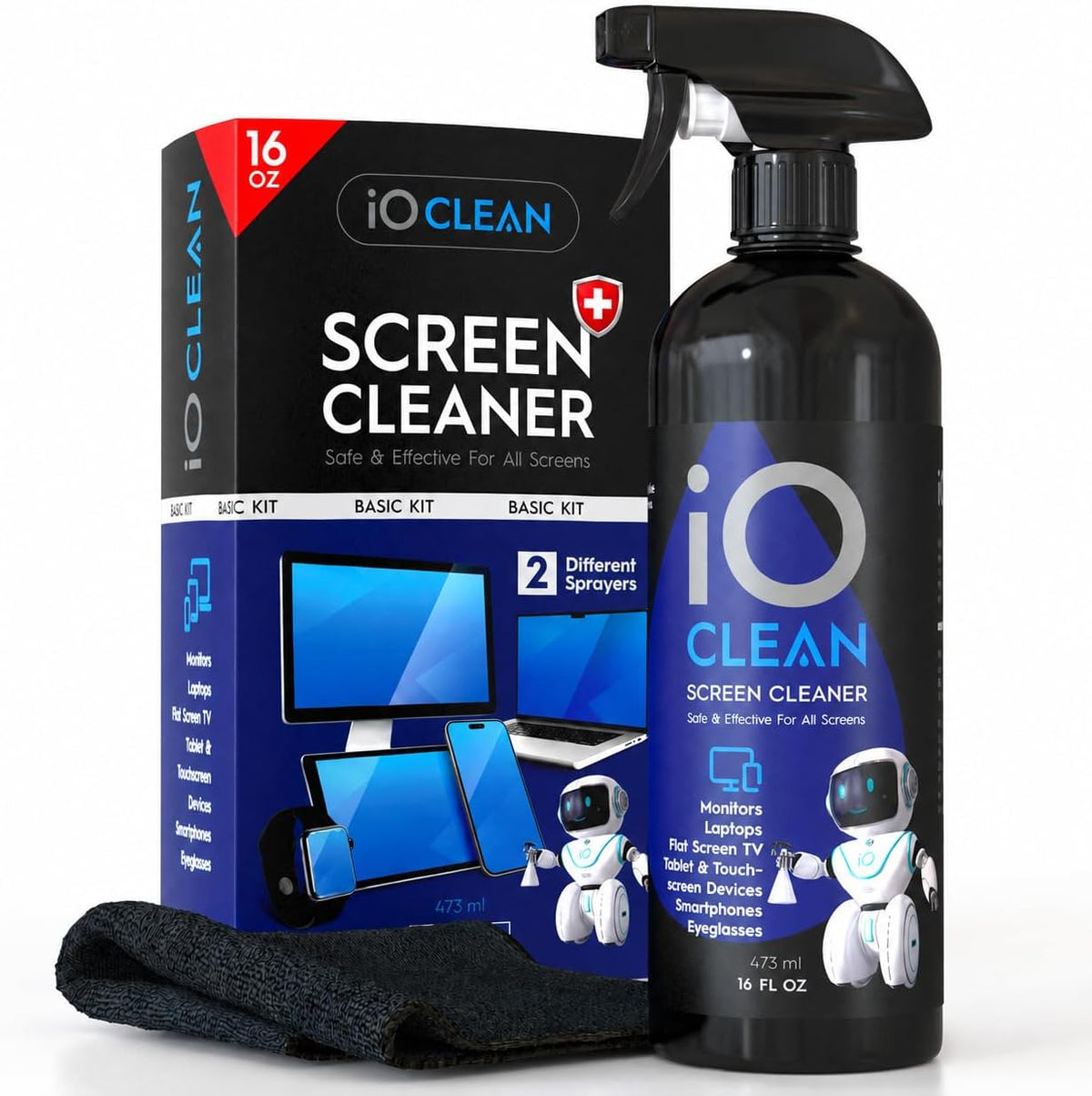 iO Clean 473ml Screen Cleaner Spray Kit for LCD, LED and OLED Displays