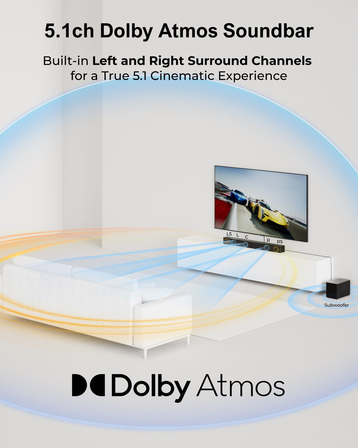 ULTIMEA 9.1ch Surround Sound System with Dolby Atmos, 2 Rear Speaker, 6.5" Wireless Subwoofer, RGB Light, App, Detachable Surround Sound System for Home Theater, Peak Power 470W, HDMI eARC, Apollo S90