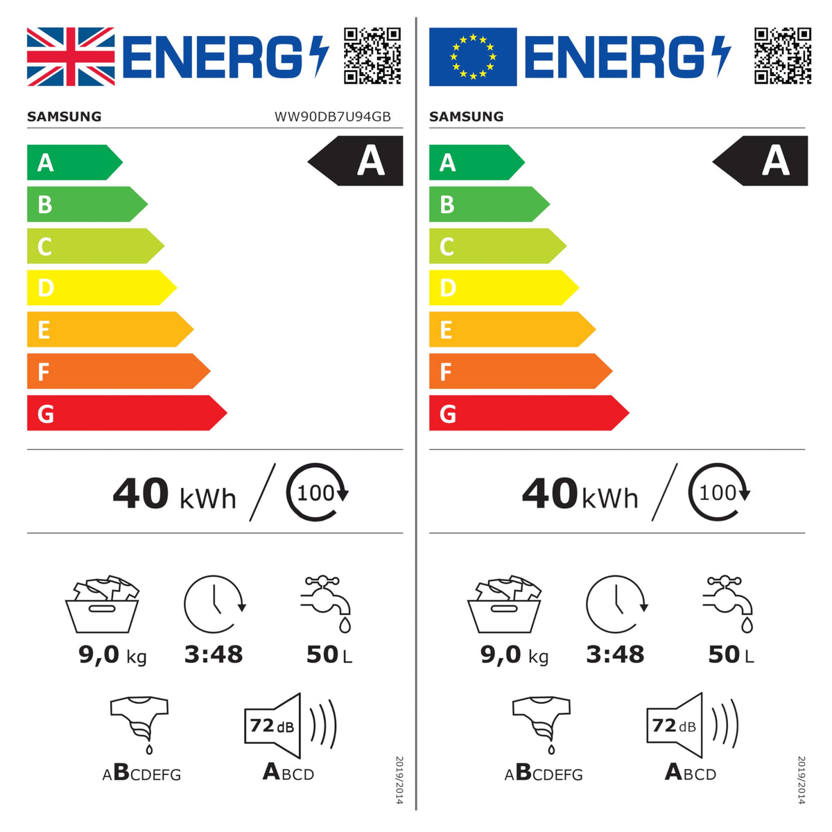 Samsung Series 6 AI Energy Washing Machine, 9kg, 1400rpm, Black, WW90DG6U25LBU1