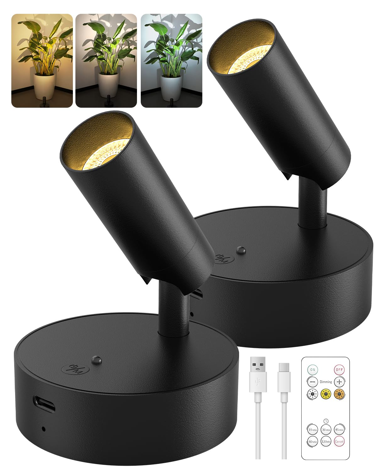 GOODEA Battery Operated Spot Light Indoor with Remote, Up to 30 Days, 3 CCT
