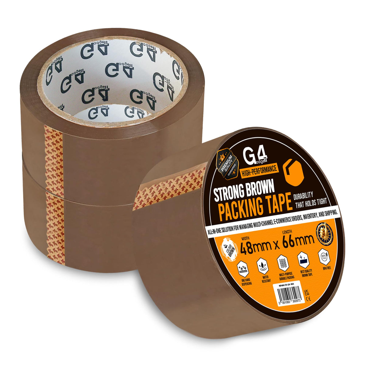 G4GADGET Pack of 3 Clear Packing Tape - Heavy Duty Transparent Tape 48mm x 66m - Ideal for Moving, Packing Boxes, and Secure Packaging