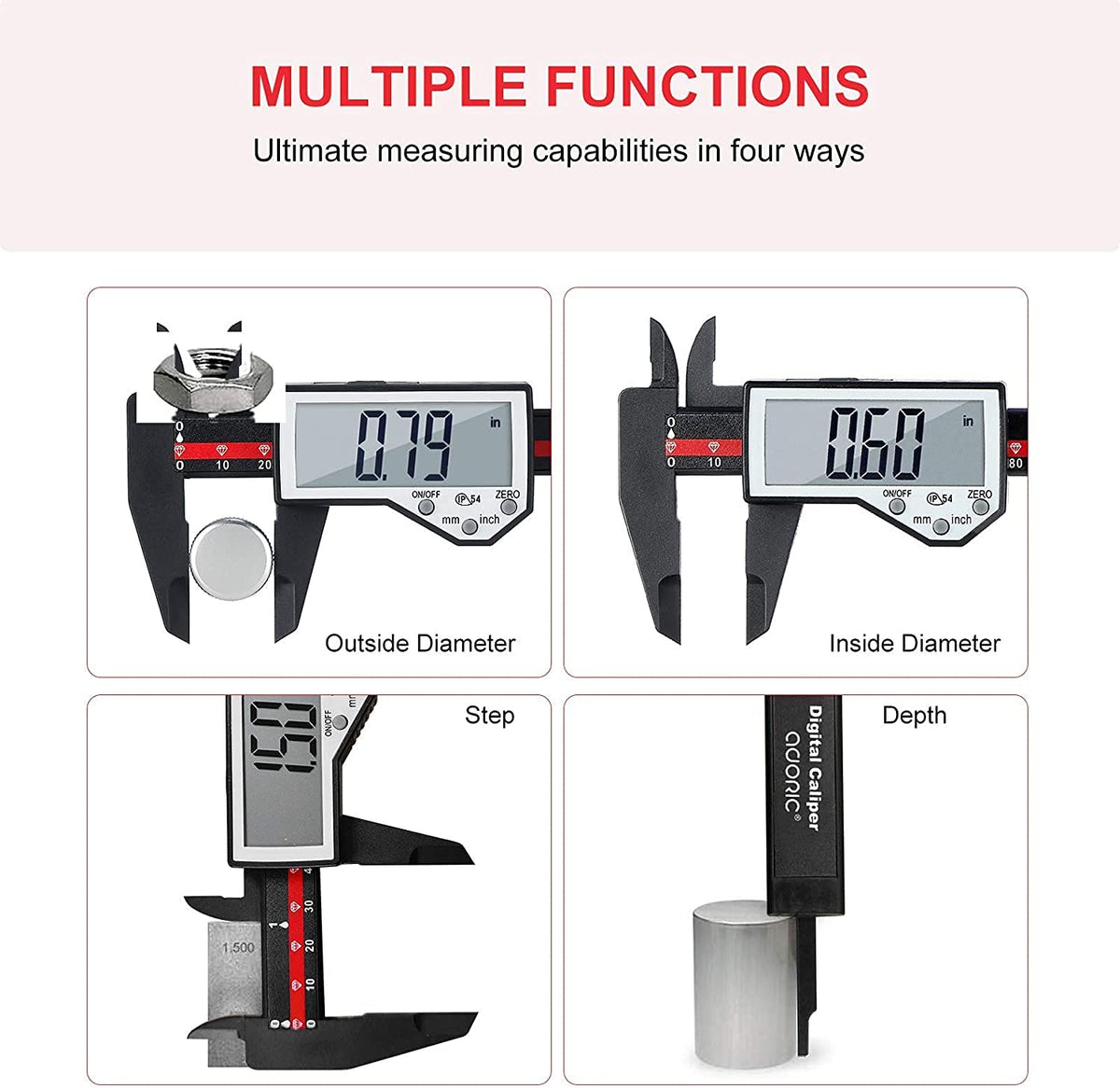 Digital Vernier Caliper, Adoric 6 Inch/150mm Calipers Measuring Tool