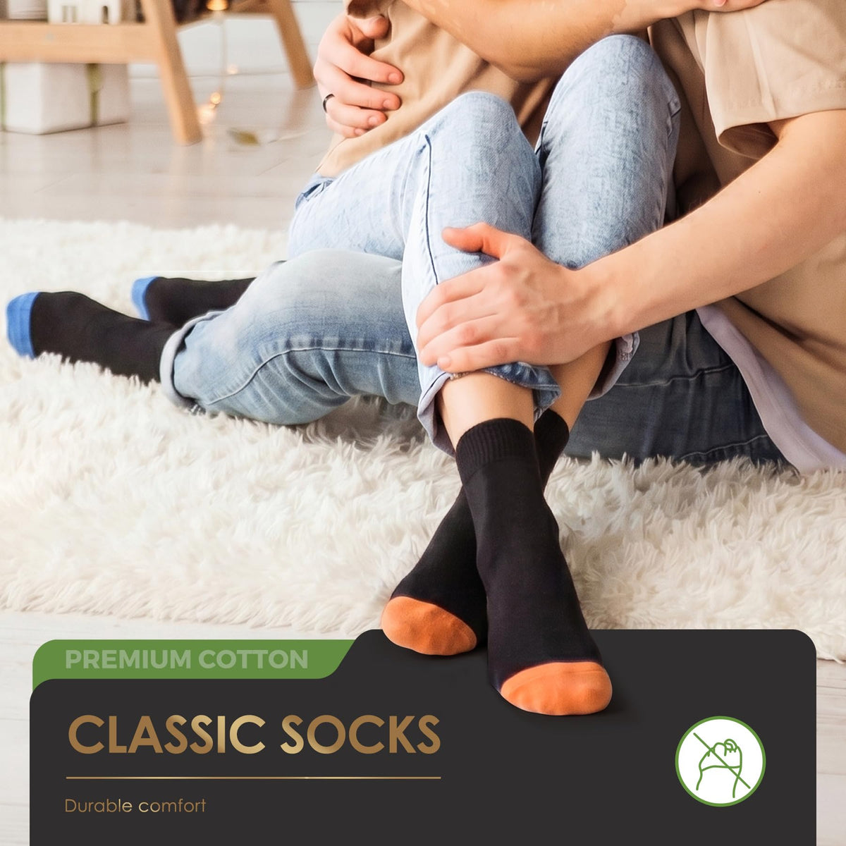 FALARY 12 Pairs Black Mens Socks, Plain Cotton Socks for Men & Women