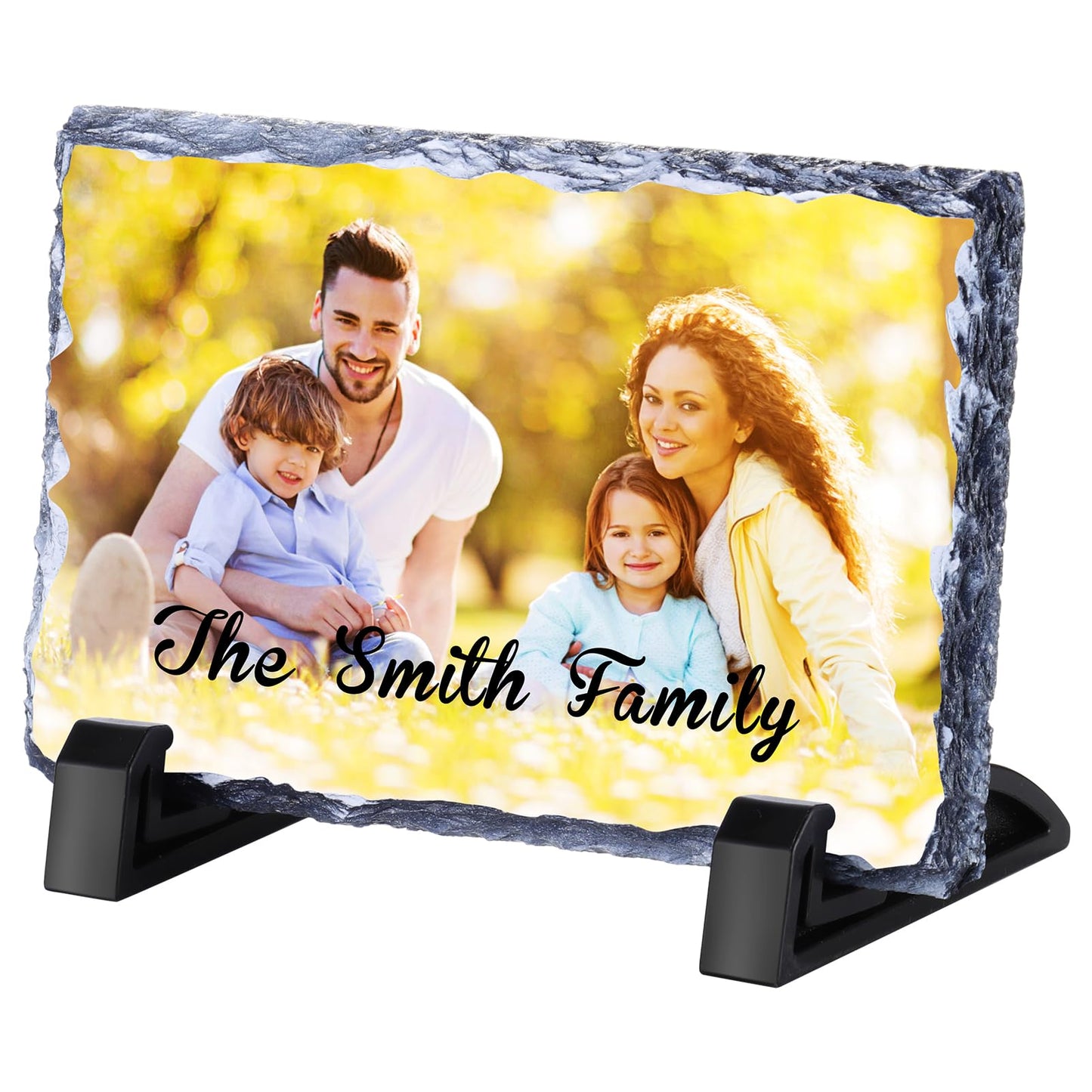 Personalised Memorial Plaque, Custom Rock Slate Frame with Photo Text, Customised Memorial Gifts for Loss of Loved One, Cemetery Decorations for Grave
