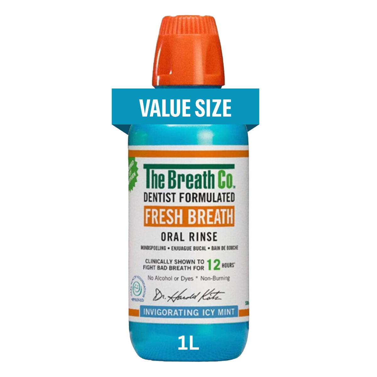 The Breath Co. ICY Mint Mouthwash, 12 Hours Fresh Breath, 500ml