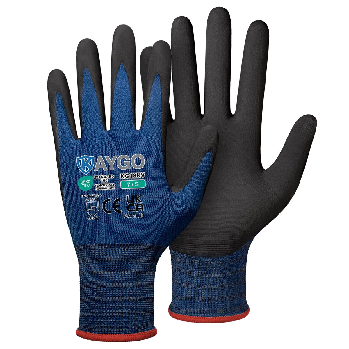 KAYGO Safety Work Gloves MicroFoam Nitrile Coated 12 Pairs, KG18NB