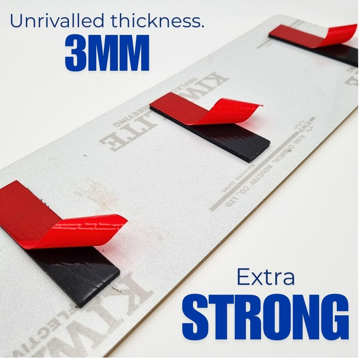 STASS "XTRA-THICK" Number Plate Sticky Pads, Heavy Duty, Extra Strong Double Sided Adhesive Pads for Vehicle Number Plates, Licence Plates, Car Registration, Mounting Tape (10 Strips, 3mm thick)