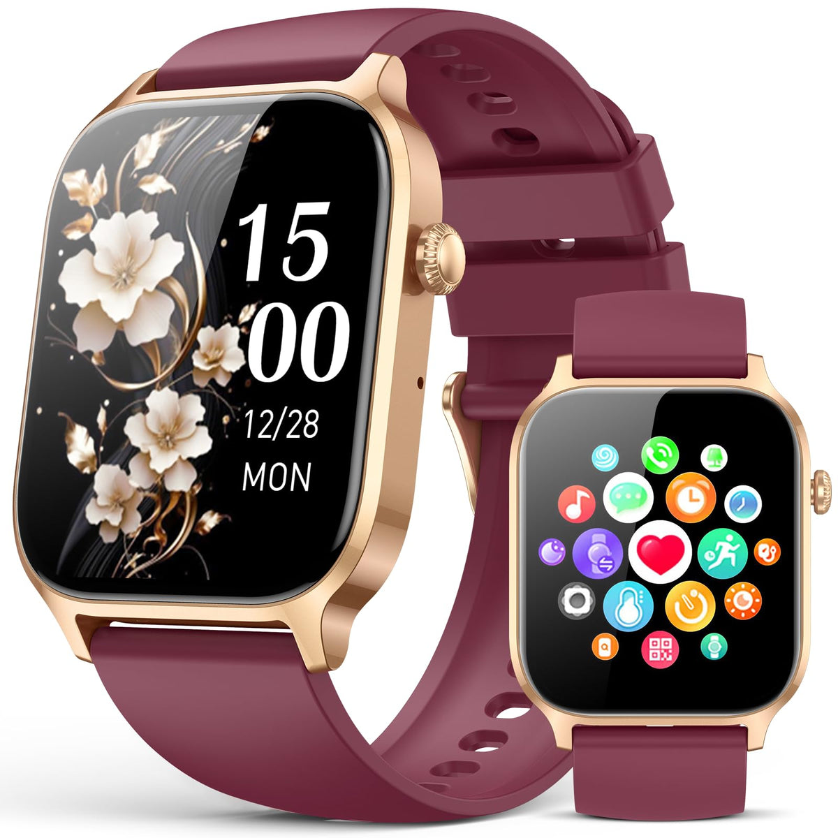 Smart Watch for Men Women- Answer/Make Call, 2024 IP68 Waterproof Fitness Tracker Watch with Sleep Step Counter Activity Smartwatch for Samsung Android iPhone iOS (Black-Blue, 1.83)
