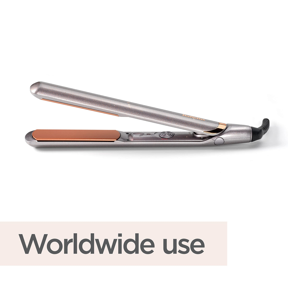 BaByliss Rose Gold Hair Straighteners - Ceramic Plates for Smooth Styling, Multi-Voltage Worldwide use, Ultra-Fast 15 Second Heat Up, 3 Heat Settings Up to 235°C, 2598U