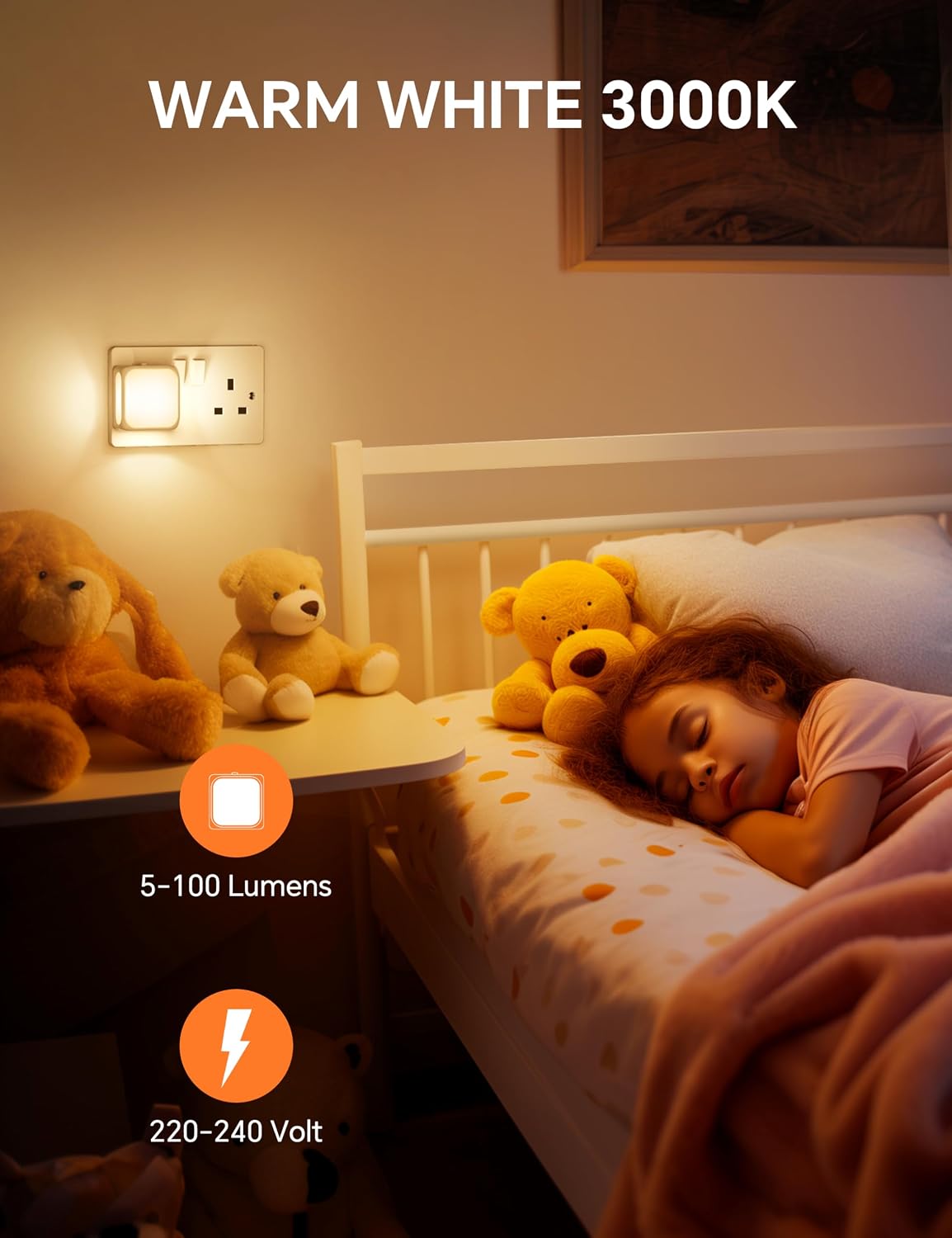 PURSNIC Night Light Plug in Wall, Dusk to Dawn, 3000K Warm White, 4 Pack