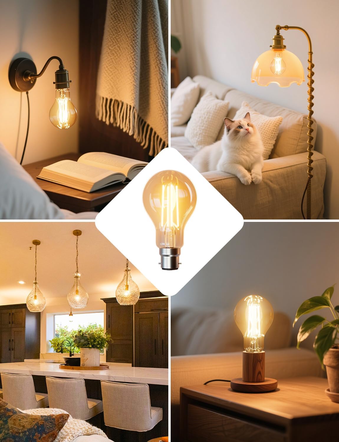 Lepro Bayonet Light Bulb A-Rated, 3.8W = 60W, 806lm, Warm White, Pack of 2