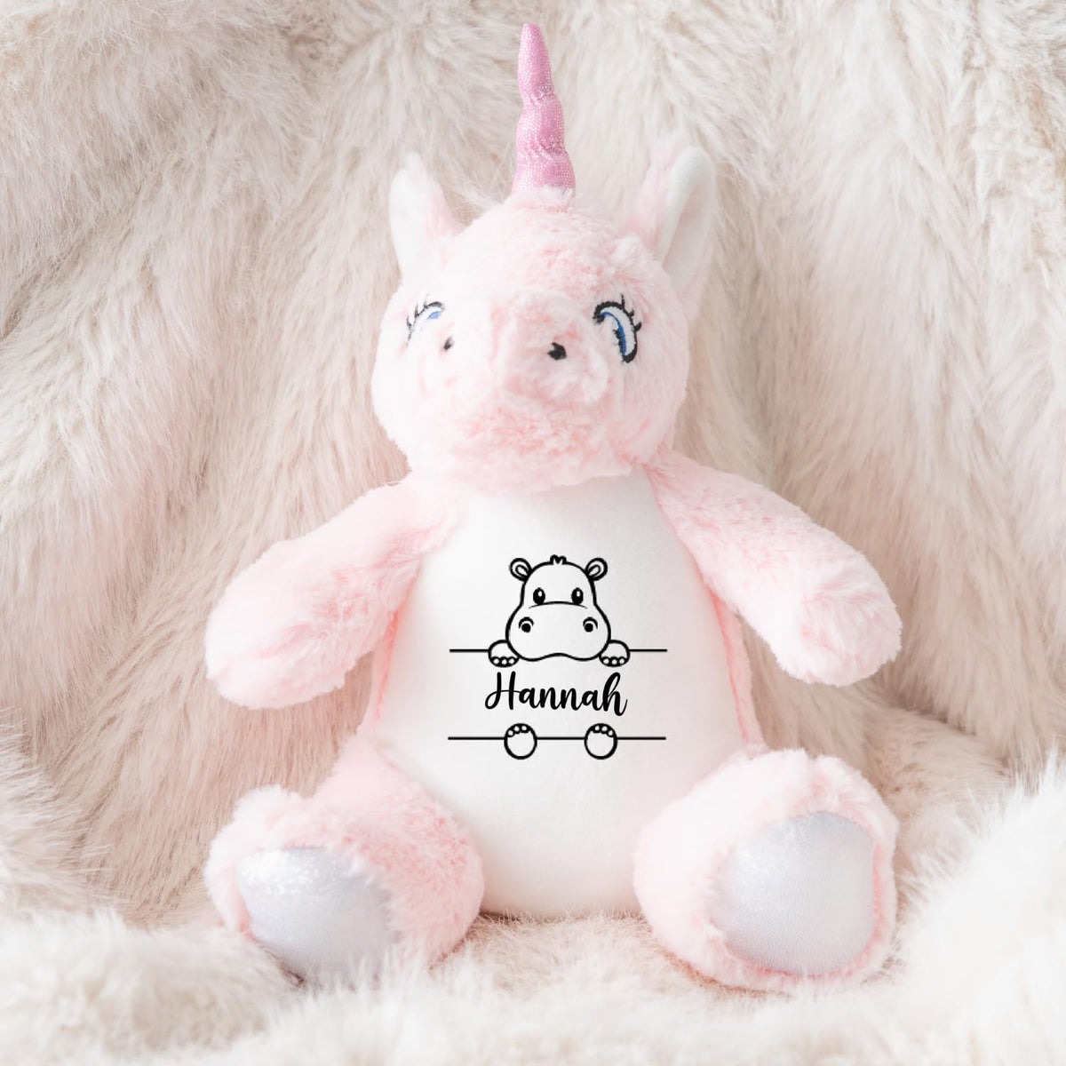Crafted Memories - Personalised Teddy | Velveteen Bunny Soft Toy | Customisable Name for Newborns | Keepsake for Boys & Girls | Baby Shower Item | Pink Initial | Grey or White, 20-23cm