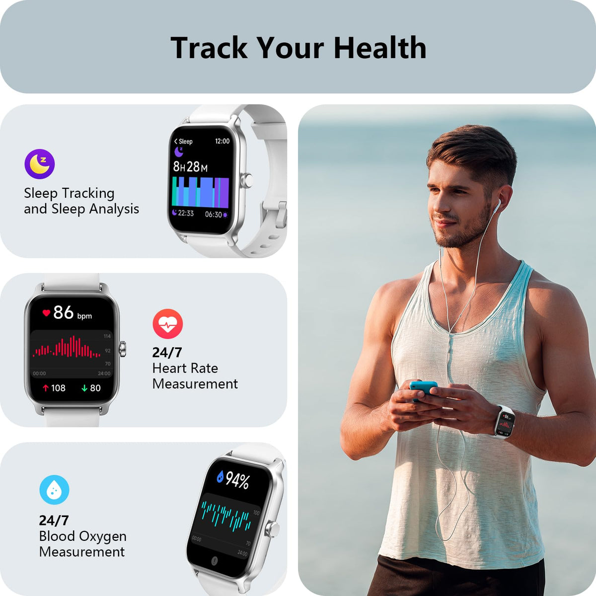 Smart Watch for Women, Answer/Make Calls, Alexa Built-in, [1.8"HD Screen] Smart Watches for Women iPhone/Samsung/Android, Fitness Watch with Heart Rate Sleep SpO2 Monitor,IP68 Waterproof, 100+ Sports
