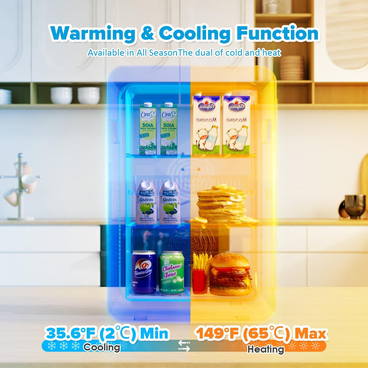 Mini Fridge 22L/30 Cans, Cooler & Warmer for Bedroom, AC & 12V DC