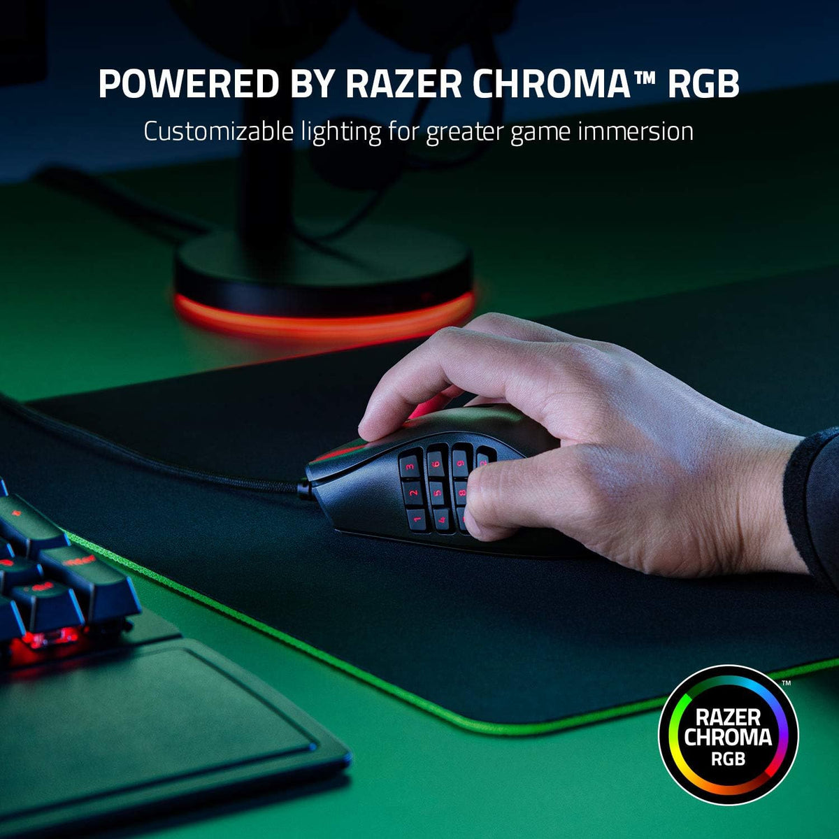 Razer Naga X - Ergonomic MMO Gaming Mouse with 16 Programmable Buttons (2nd Gen Optical Mouse Switches, Advanced 5G Optical Sensor, 85g Ergonomic Design, RGB Chroma, Speedflex Cable) Black