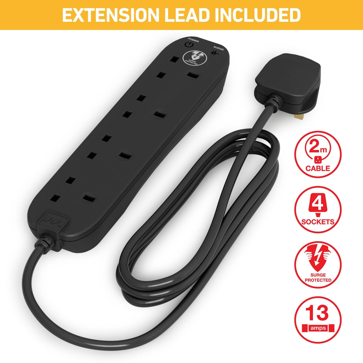 D-Line Cable Tidy Box, Hide & Conceal Extension Blocks, Desk Cable Management Solution, TV Wire Tidy, Made from Electrically Safe ABS Material - 325mm (L) x 125mm (W) 115mm (H) - Small, White