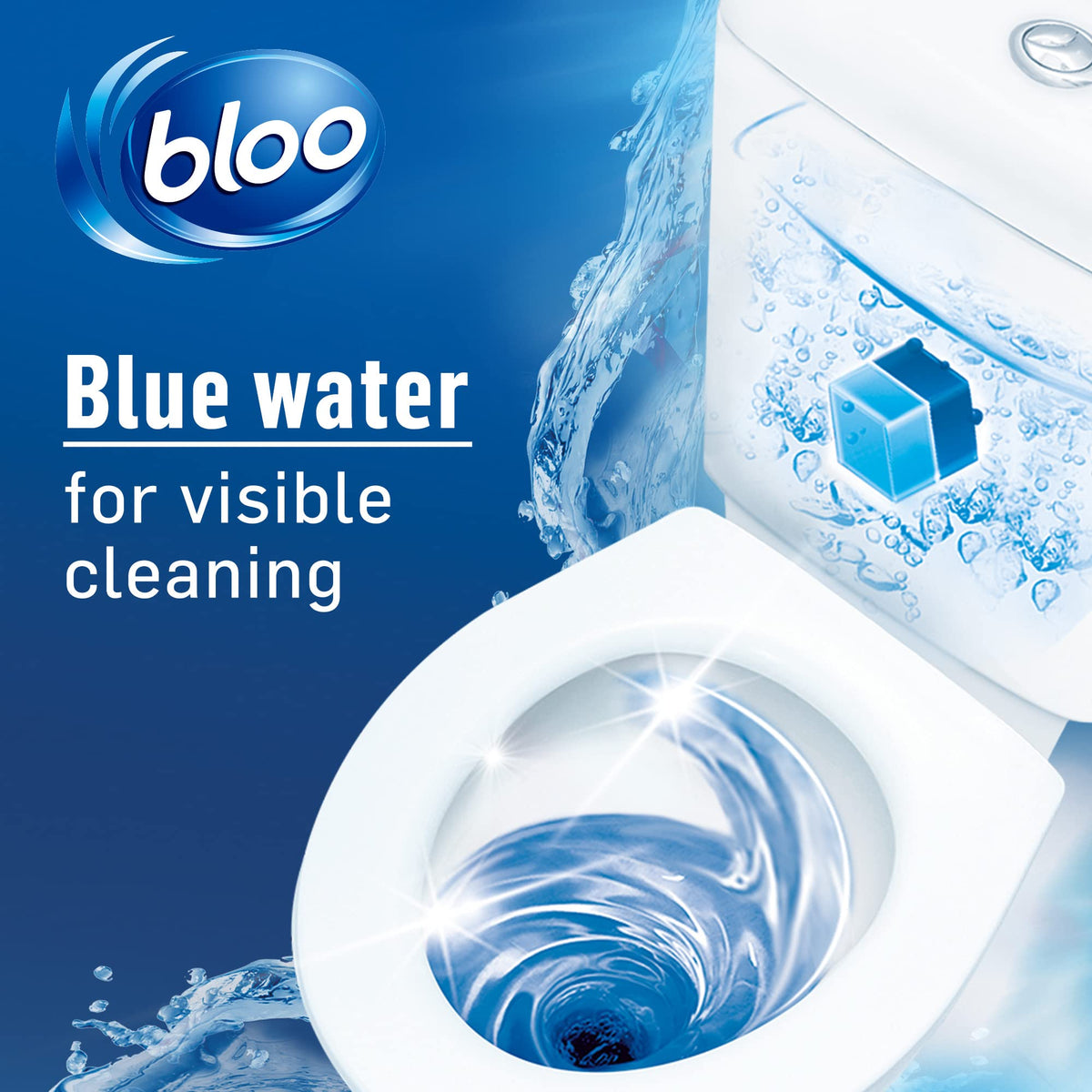 Bloo New 3in1 Toilet Blocks, Pack of 2, Toilet Limescale Remover Cistern Block, Toilet Cleaner Block with Cleaning and Foaming Action, Toilet Fresheners - Limescale Prevention