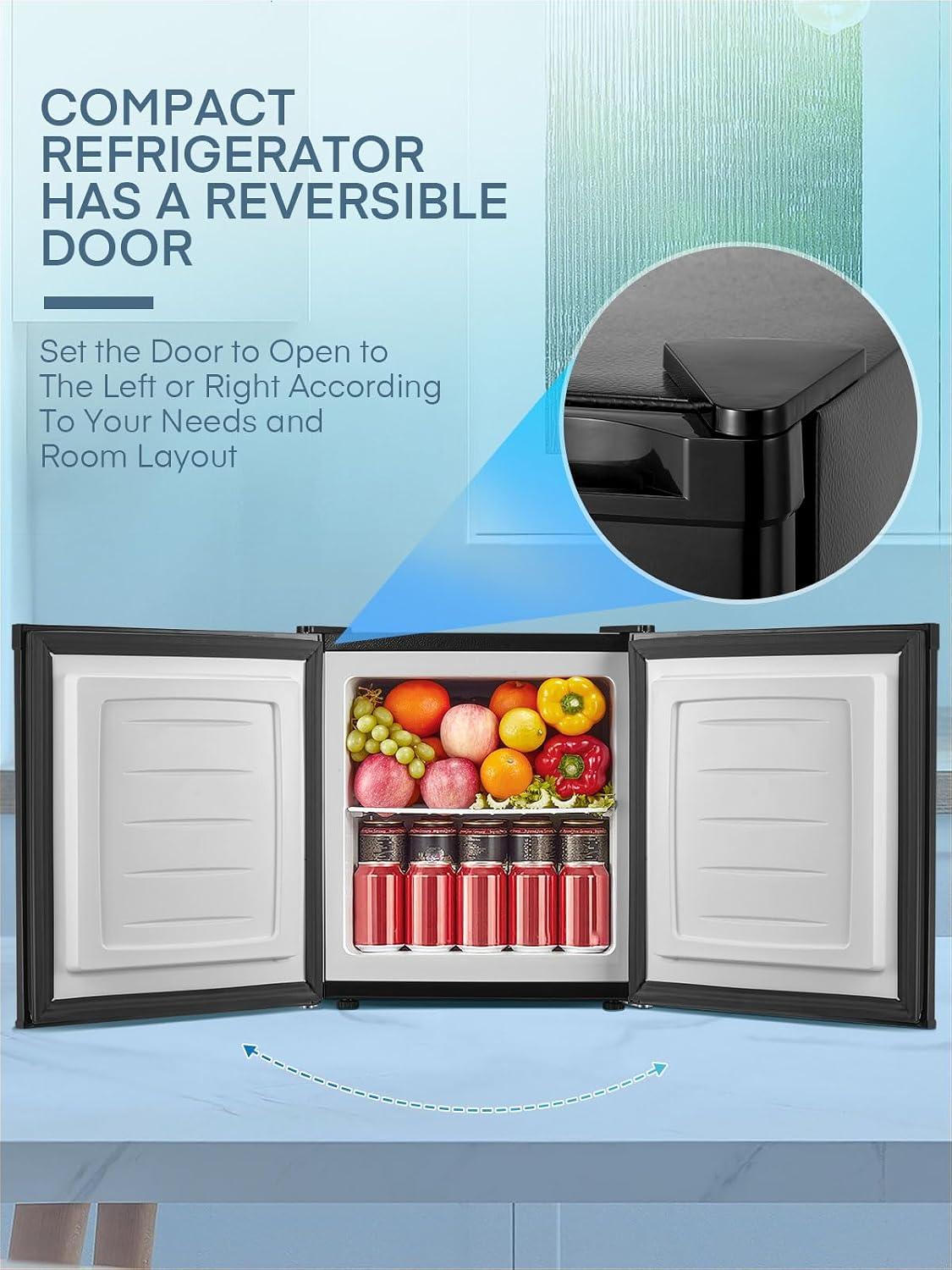 FOHERE 32L Mini Small Freezer Small Table Top Fridge Energy Efficient