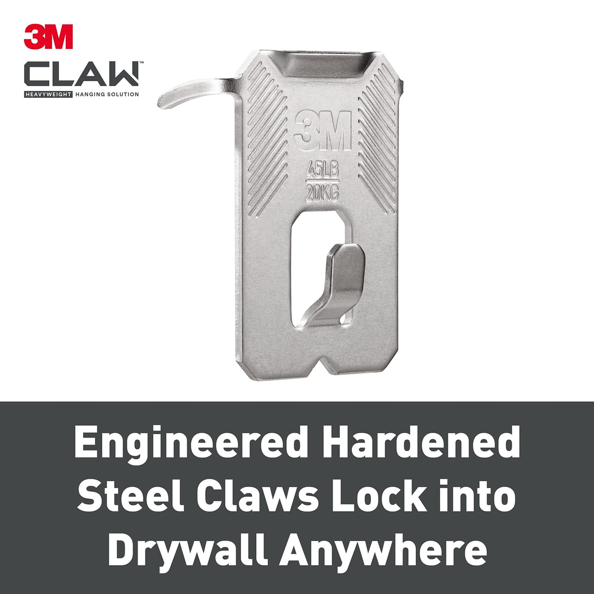 3M Claw Plasterboard Picture Hanging Wall Hooks For Hanging Home Décor, 4 Hangers, Holds up to 7 kg - Ideal for Heavyweight Items