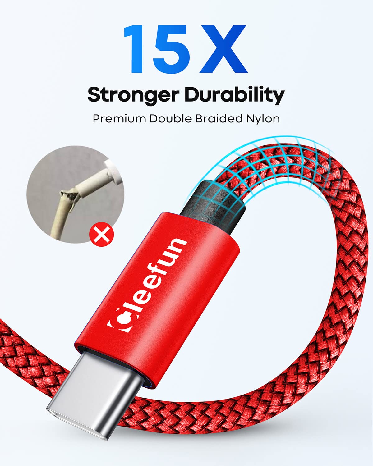 CLEEFUN 3M USB C Cable (2-Pack), Long PS5 Controller Charger Fast Charging