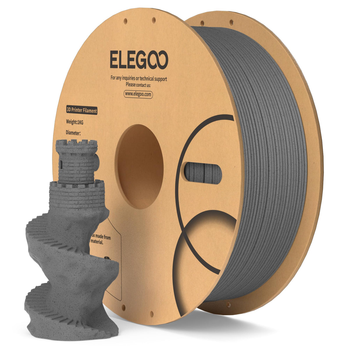 ELEGOO PLA Filament 1.75mm Black 1KG, 3D Filament Dimensional Accuracy +/- 0.02mm, 1kg Cardboard Spool(2.2lbs) 3D Printing Filament Fits for Most FDM 3D Printers
