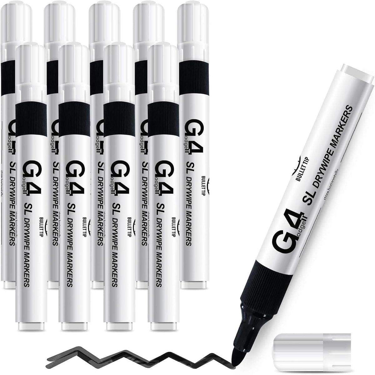 G4GADGET Nice Style Pack of 10 Non-Toxic Ink Black Colour Whiteboard Dry Wipe Marker Pens Bullet Tip