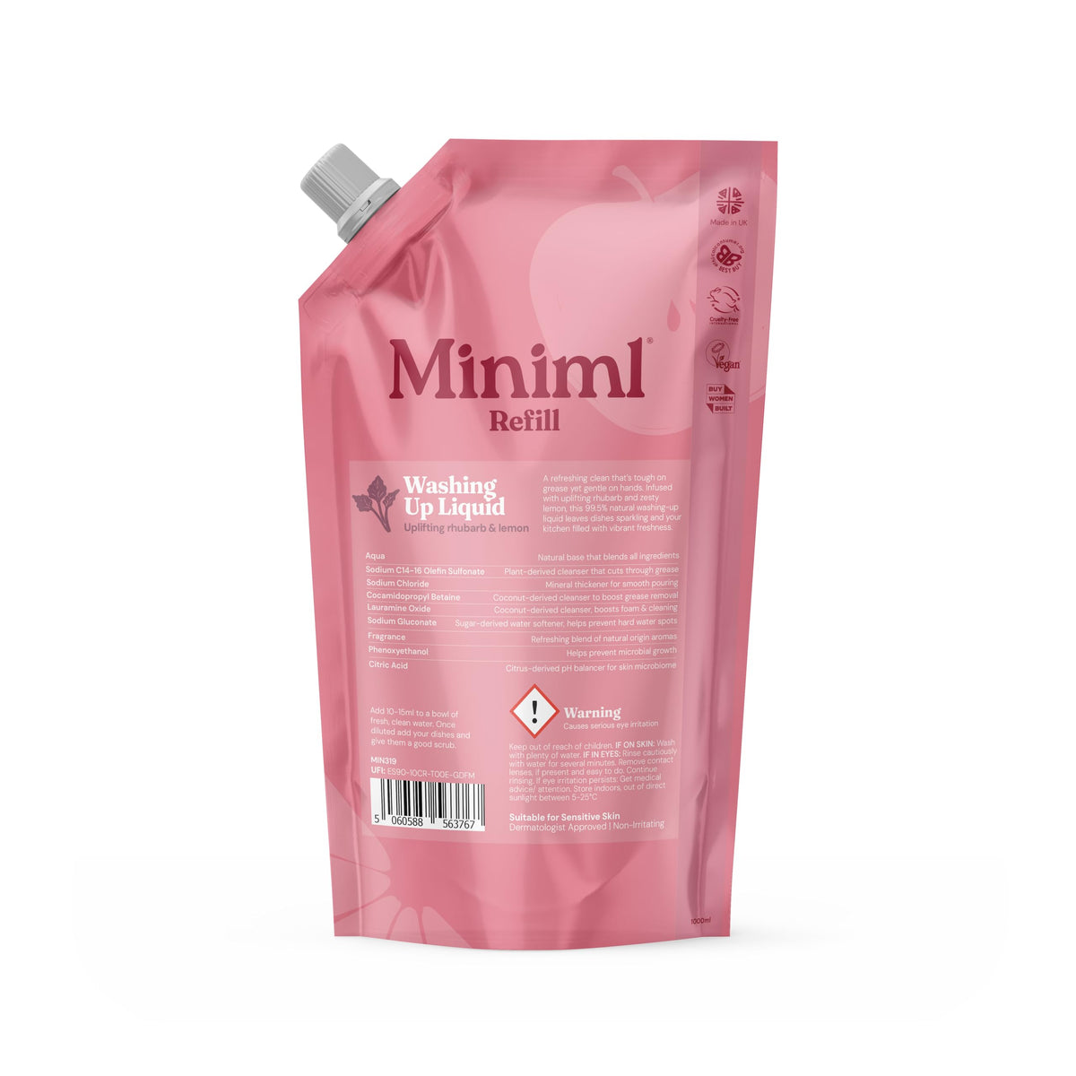 Miniml Eco Washing Up Liquid 5L Refill – Wild Rhubarb & Lemon