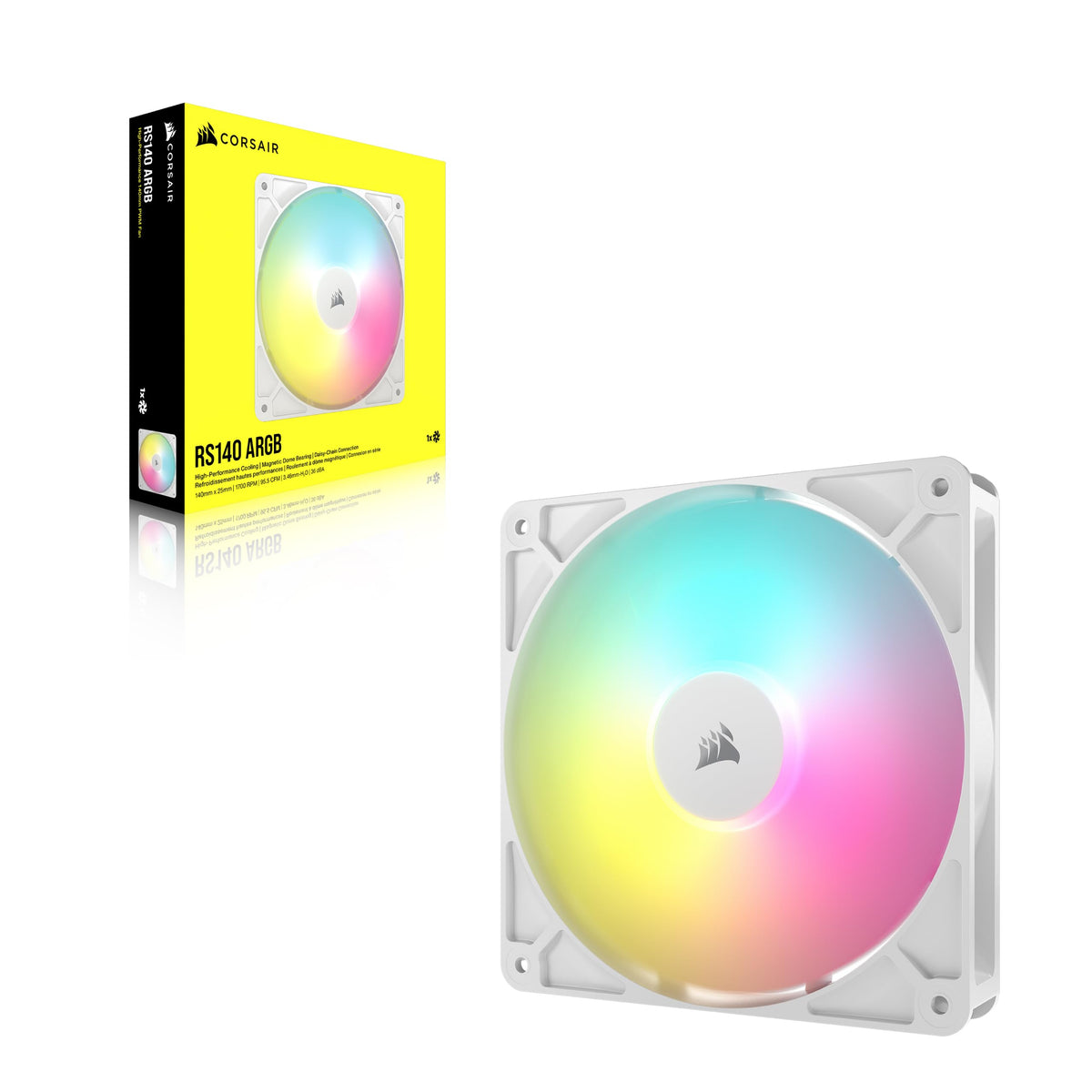 CORSAIR RS120 ARGB 120mm PWM Fans – Daisy-Chain Connection – Low-Noise – Magnetic Dome Bearing – Triple Pack – White