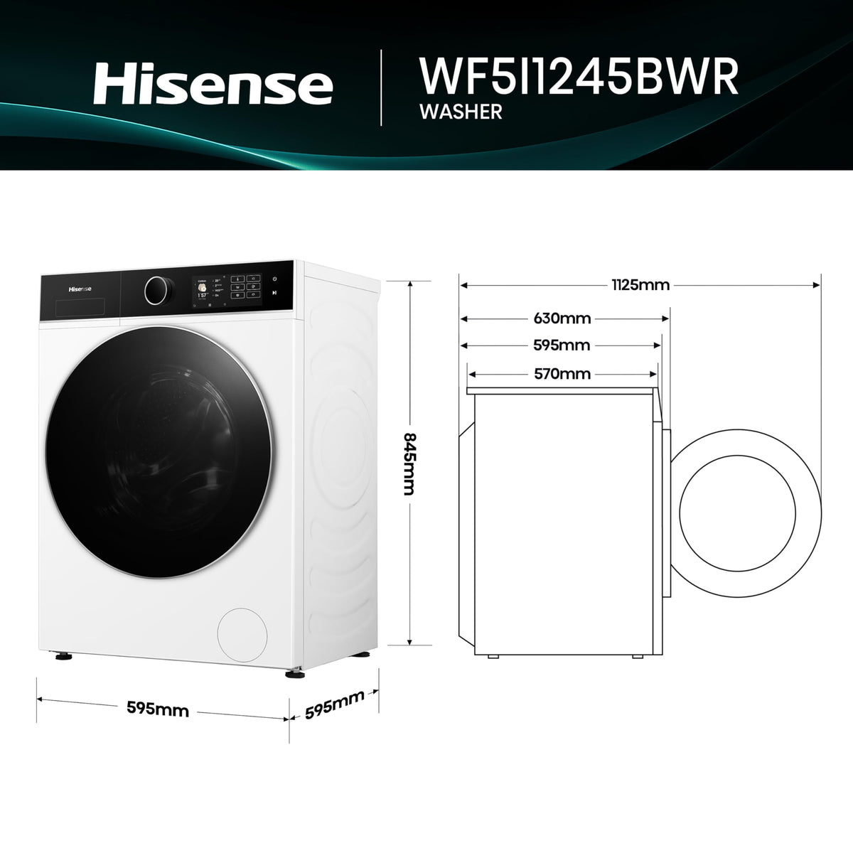 Hisense WF1G7021BW Freestanding 7 KG-Front Load Durable Inverter Washing Machine, Steam Wash-Quick Wash-15 Washing Programs-1200 RPM-White-Energy Rating B