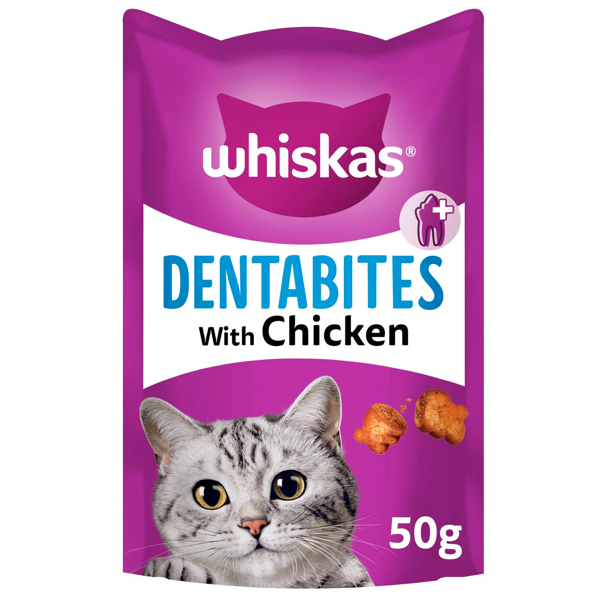 WHISKAS Crunch 100g (Pack of 6) - Tasty Topping Adult Cat Treat Biscuits